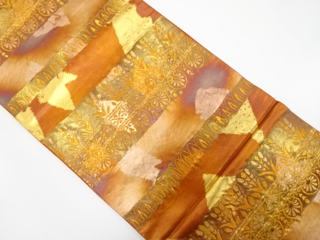 JAPANESE KIMONO / ANTIQUE FUKURO OBI / SILK / WOVEN FLORAL SARASA